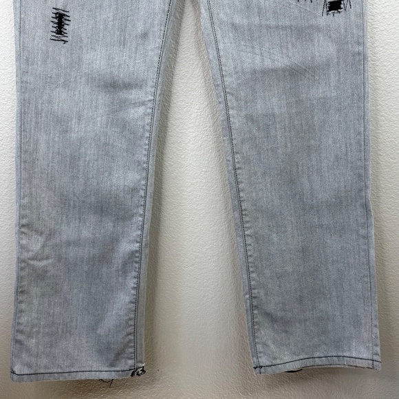 G by Guess Lucas Relaxed Straight Leg Mens Gray Distressed Stitch Jeans Sz. 33 - Picture 10 of 16